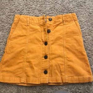 forever 21 yellow button up skirt with pockets